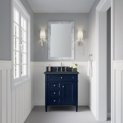 James Martin - Brittany 30" Single Vanity, Victory Blue w/ 3 CM Charcoal Soapstone Silestone Top - 650-V30-VBL-3CSP view 2
