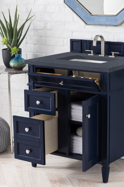 James Martin - Brittany 30" Single Vanity, Victory Blue w/ 3 CM Charcoal Soapstone Silestone Top - 650-V30-VBL-3CSP view 4