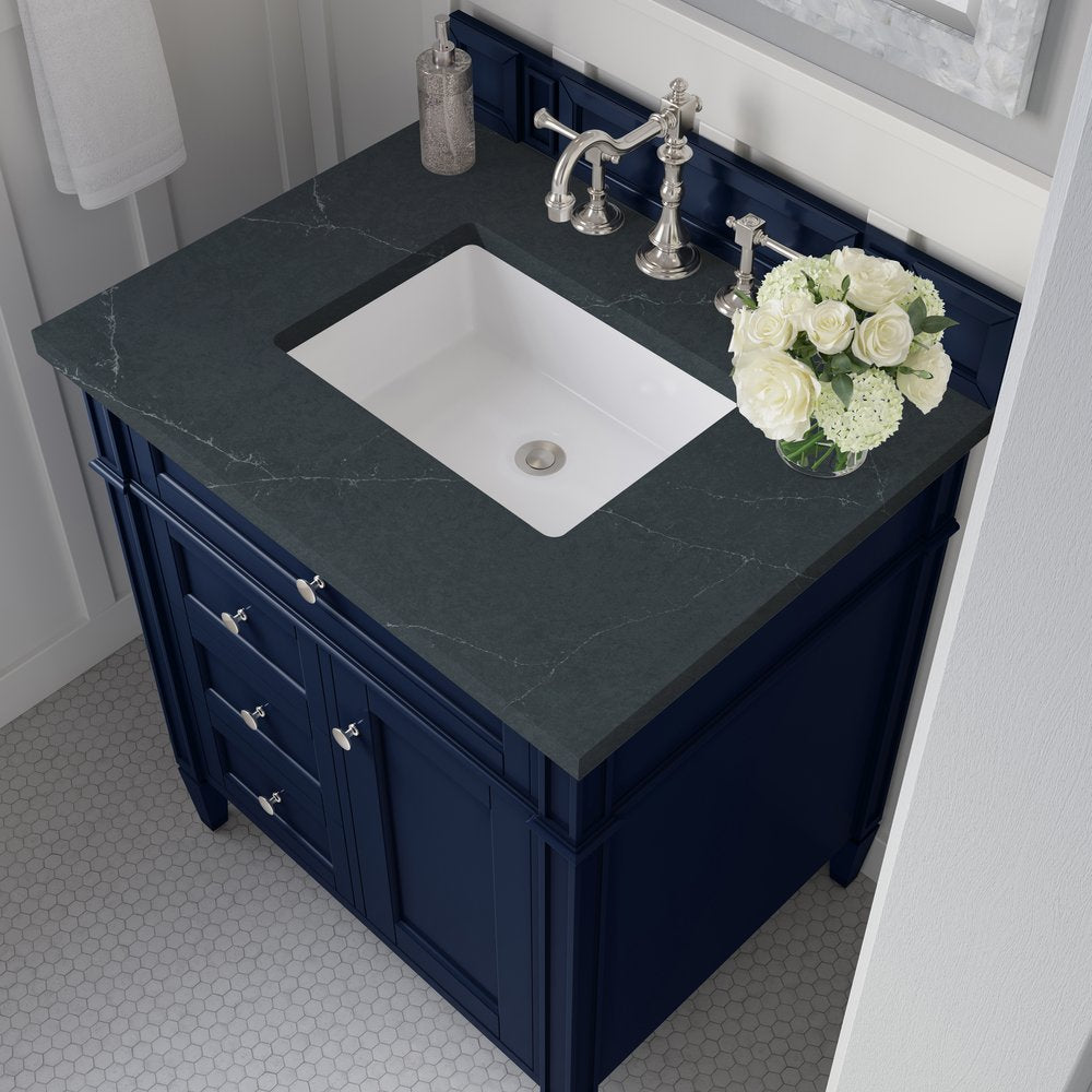 James Martin - Brittany 30" Single Vanity, Victory Blue w/ 3 CM Charcoal Soapstone Silestone Top - 650-V30-VBL-3CSP view 7