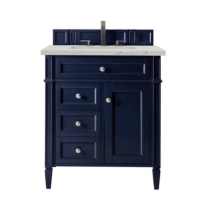 James Martin - Brittany 30" Single Vanity, Victory Blue w/ 3 CM Ethereal Noctis Silestone Top - 650-V30-VBL-3ENC view 1