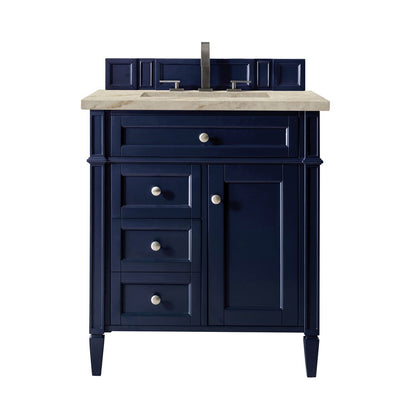 James Martin - Brittany 30" Single Vanity, Victory Blue, w/ 3 CM Tajnar Eclos Top - 650-V30-VBL-3TJR view 1