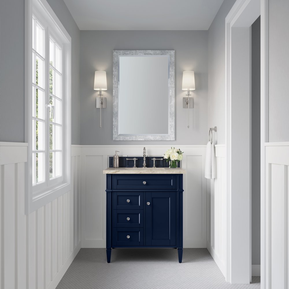 James Martin - Brittany 30" Single Vanity, Victory Blue, w/ 3 CM Tajnar Eclos Top - 650-V30-VBL-3TJR view 2