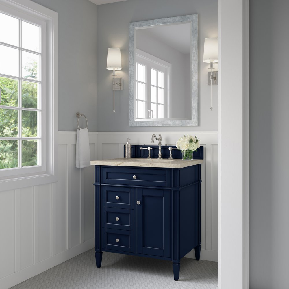 James Martin - Brittany 30" Single Vanity, Victory Blue, w/ 3 CM Tajnar Eclos Top - 650-V30-VBL-3TJR view 3