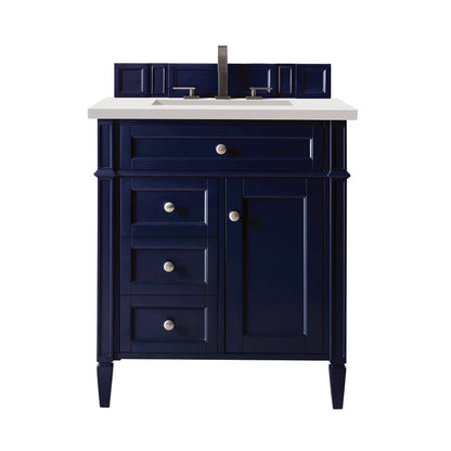 James Martin - Brittany 30" Single Vanity, Victory Blue w/ 3 CM White Zeus Silestone Top - 650-V30-VBL-3WZ view 1