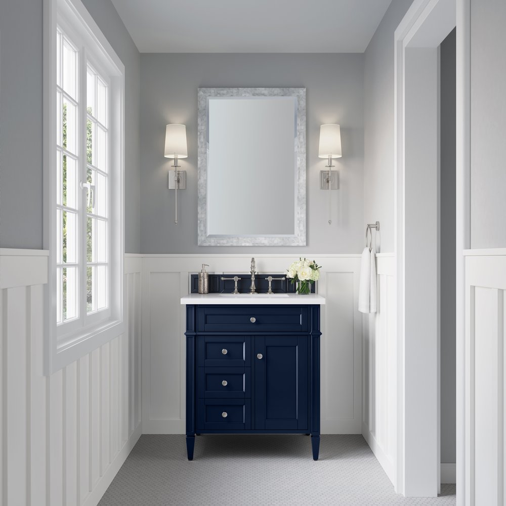 James Martin - Brittany 30" Single Vanity, Victory Blue w/ 3 CM White Zeus Silestone Top - 650-V30-VBL-3WZ view 2