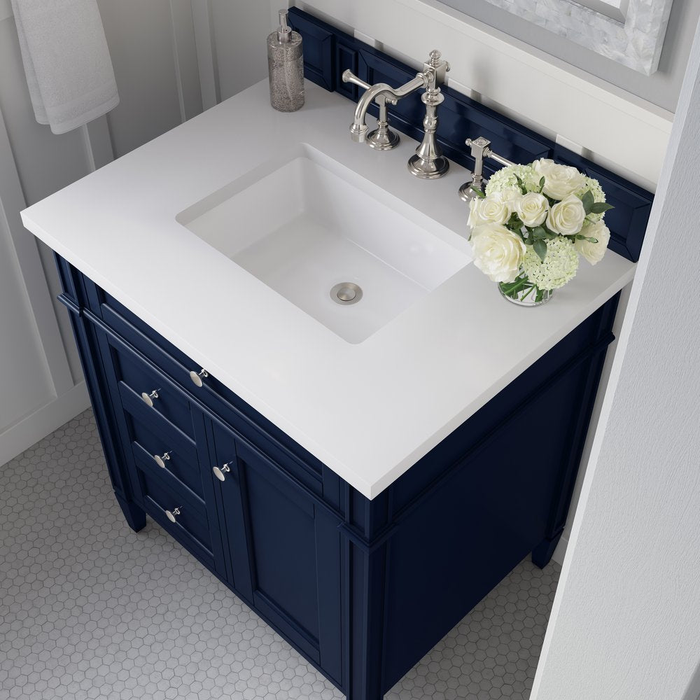 James Martin - Brittany 30" Single Vanity, Victory Blue w/ 3 CM White Zeus Silestone Top - 650-V30-VBL-3WZ view 6