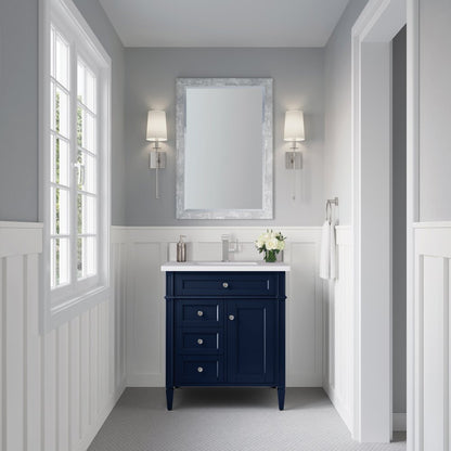 James Martin - Brittany 30" Single Vanity, Victory Blue w/ Single Hole 3 CM White Zeus Silestone Top & Backsplash - 650-V30-VBL-1WZ view 2