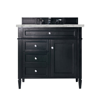 James Martin - Brittany 36" Single Vanity, Black Onyx w/ 3 CM Carrara Marble Top - 650-V36-BKO-3CAR view 1