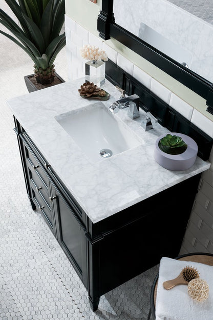 James Martin - Brittany 36" Single Vanity, Black Onyx w/ 3 CM Carrara Marble Top - 650-V36-BKO-3CAR view 5