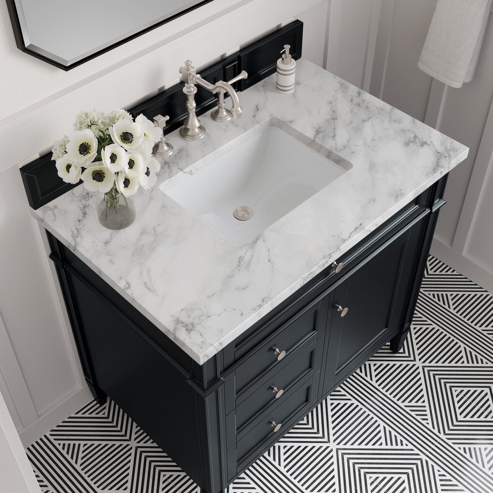 James Martin - Brittany 36" Single Vanity, Black Onyx w/ 3 CM Carrara Marble Top - 650-V36-BKO-3CAR view 6