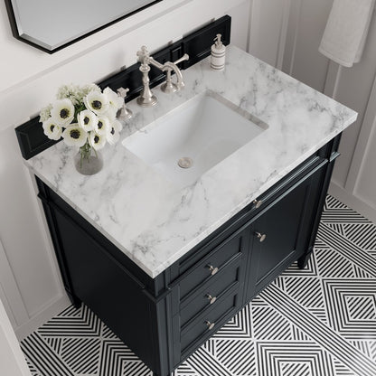 James Martin - Brittany 36" Single Vanity, Black Onyx w/ 3 CM Carrara Marble Top - 650-V36-BKO-3CAR view 6