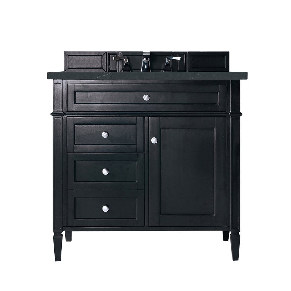 James Martin - Brittany 36" Single Vanity, Black Onyx w/ 3 CM Charcoal Soapstone Silestone Top - 650-V36-BKO-3CSP view 1