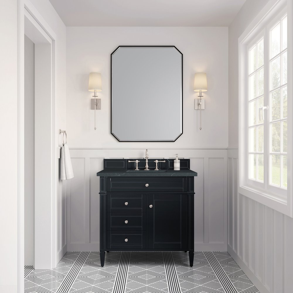 James Martin - Brittany 36" Single Vanity, Black Onyx w/ 3 CM Charcoal Soapstone Silestone Top - 650-V36-BKO-3CSP view 2