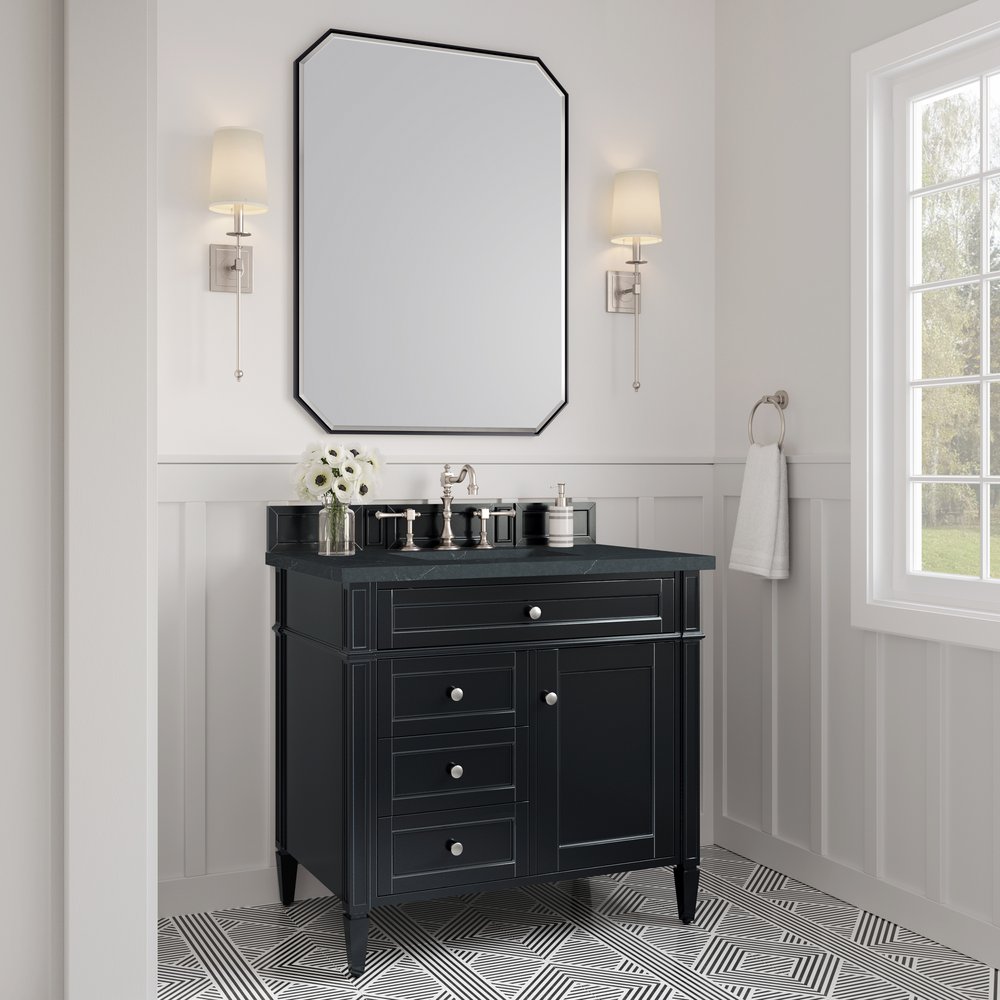 James Martin - Brittany 36" Single Vanity, Black Onyx w/ 3 CM Charcoal Soapstone Silestone Top - 650-V36-BKO-3CSP view 3