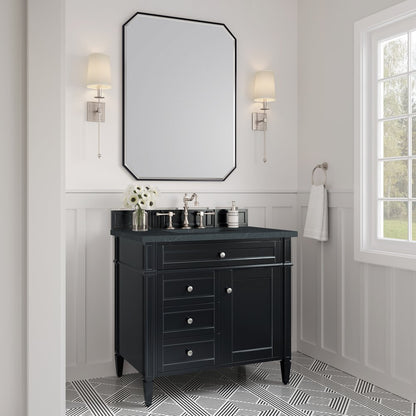 James Martin - Brittany 36" Single Vanity, Black Onyx w/ 3 CM Charcoal Soapstone Silestone Top - 650-V36-BKO-3CSP view 3