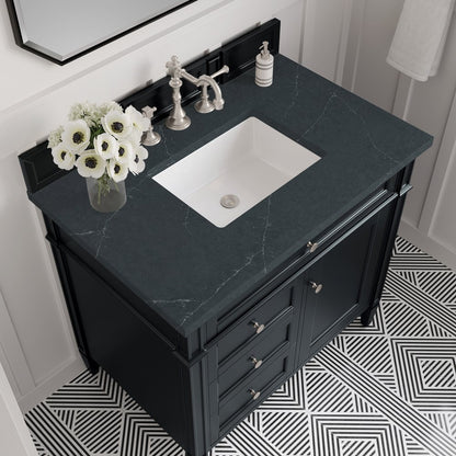 James Martin - Brittany 36" Single Vanity, Black Onyx w/ 3 CM Charcoal Soapstone Silestone Top - 650-V36-BKO-3CSP view 5
