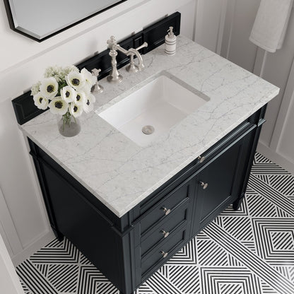 James Martin - Brittany 36" Single Vanity, Black Onyx w/ 3 CM Eternal Jasmine Pearl Silestone Top - 650-V36-BKO-3EJP view 5