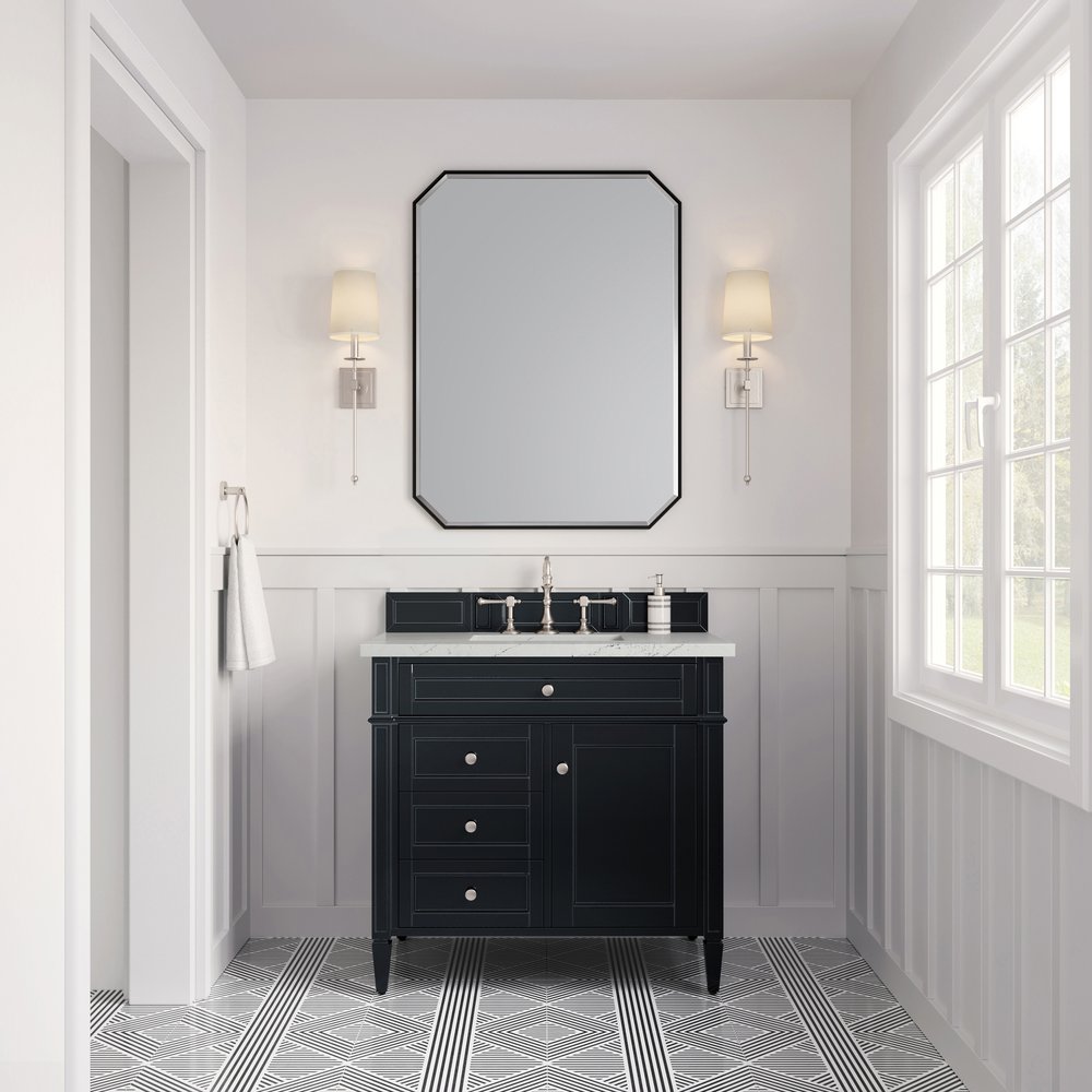 James Martin - Brittany 36" Single Vanity, Black Onyx w/ 3 CM Ethereal Noctis Silestone Top - 650-V36-BKO-3ENC view 2