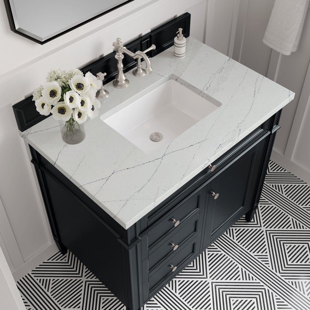 James Martin - Brittany 36" Single Vanity, Black Onyx w/ 3 CM Ethereal Noctis Silestone Top - 650-V36-BKO-3ENC view 5