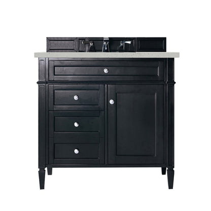 James Martin - Brittany 36" Single Vanity, Black Onyx w/ 3 CM Lime Delight Silestone Top - 650-V36-BKO-3LDL view 1