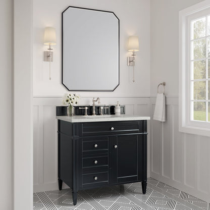 James Martin - Brittany 36" Single Vanity, Black Onyx w/ 3 CM Lime Delight Silestone Top - 650-V36-BKO-3LDL view 3