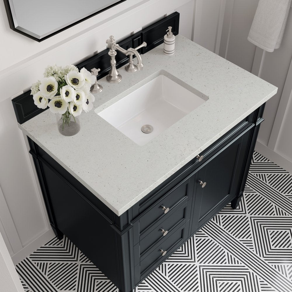 James Martin - Brittany 36" Single Vanity, Black Onyx w/ 3 CM Lime Delight Silestone Top - 650-V36-BKO-3LDL view 5