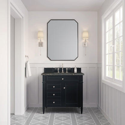 James Martin - Brittany 36" Single Vanity, Black Onyx w/ 3 CM Parisien Bleu Silestone Top - 650-V36-BKO-3PBL view 2