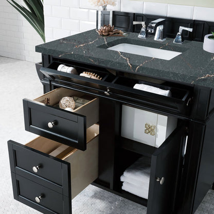 James Martin - Brittany 36" Single Vanity, Black Onyx w/ 3 CM Parisien Bleu Silestone Top - 650-V36-BKO-3PBL view 4