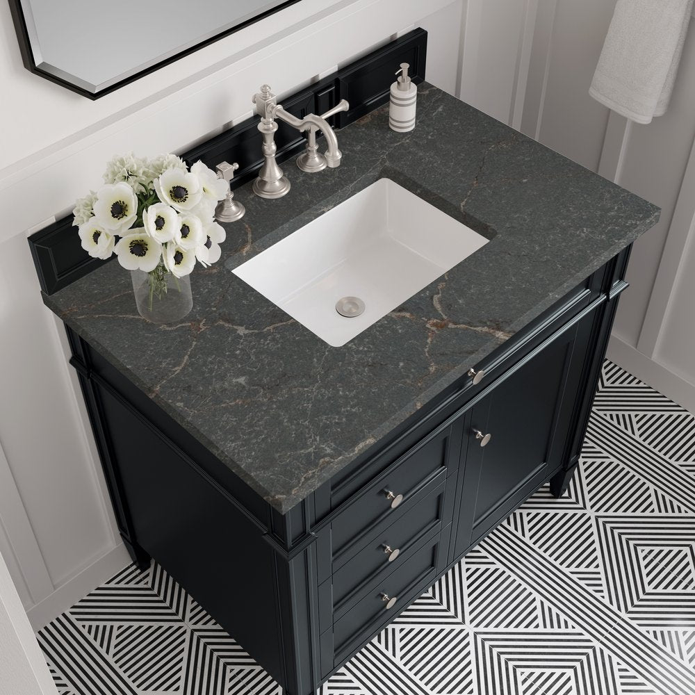 James Martin - Brittany 36" Single Vanity, Black Onyx w/ 3 CM Parisien Bleu Silestone Top - 650-V36-BKO-3PBL view 5