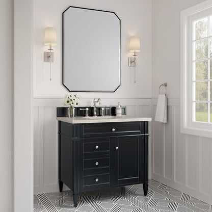 James Martin - Brittany 36" Single Vanity, Black Onyx, w/ 3 CM Siberian Silestone Top - 650-V36-BKO-3SFR view 3