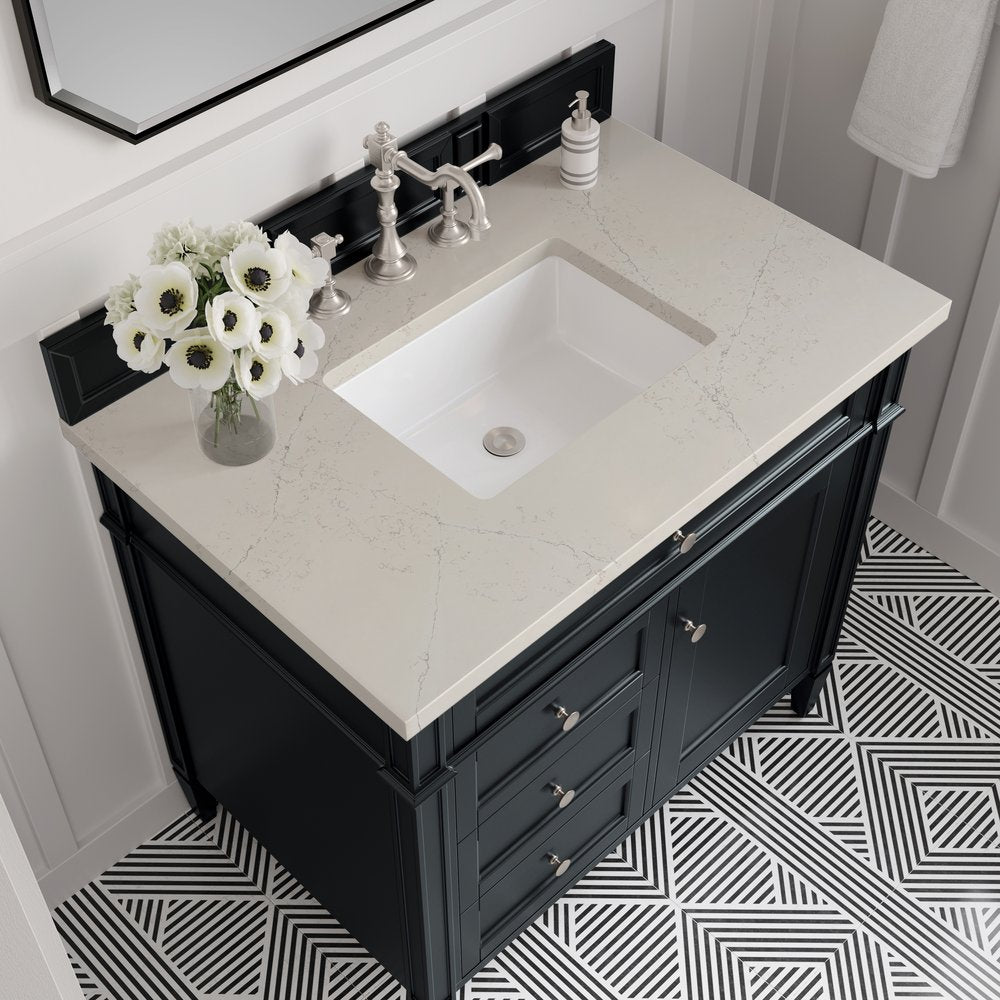 James Martin - Brittany 36" Single Vanity, Black Onyx, w/ 3 CM Siberian Silestone Top - 650-V36-BKO-3SFR view 4