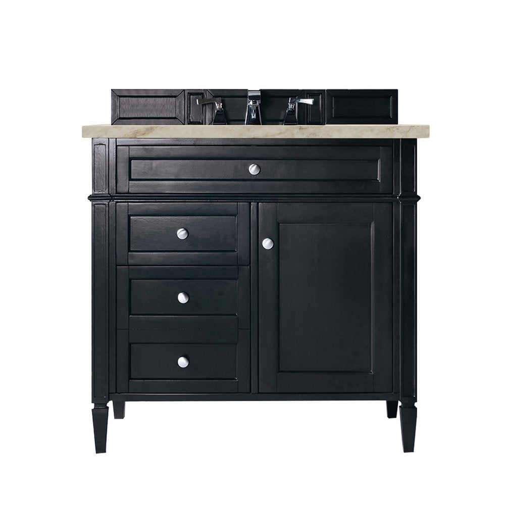 James Martin - Brittany 36" Single Vanity, Black Onyx, w/ 3 CM Tajnar Eclos Top - 650-V36-BKO-3TJR view 1