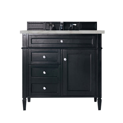 James Martin - Brittany 36" Single Vanity, Black Onyx w/ 3 CM Victorian Silver Silestone Top - 650-V36-BKO-3VSL view 1