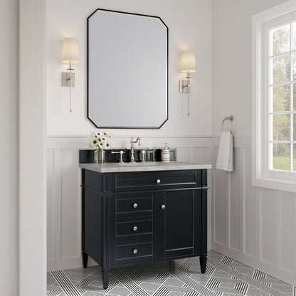 James Martin - Brittany 36" Single Vanity, Black Onyx w/ 3 CM Victorian Silver Silestone Top - 650-V36-BKO-3VSL view 3