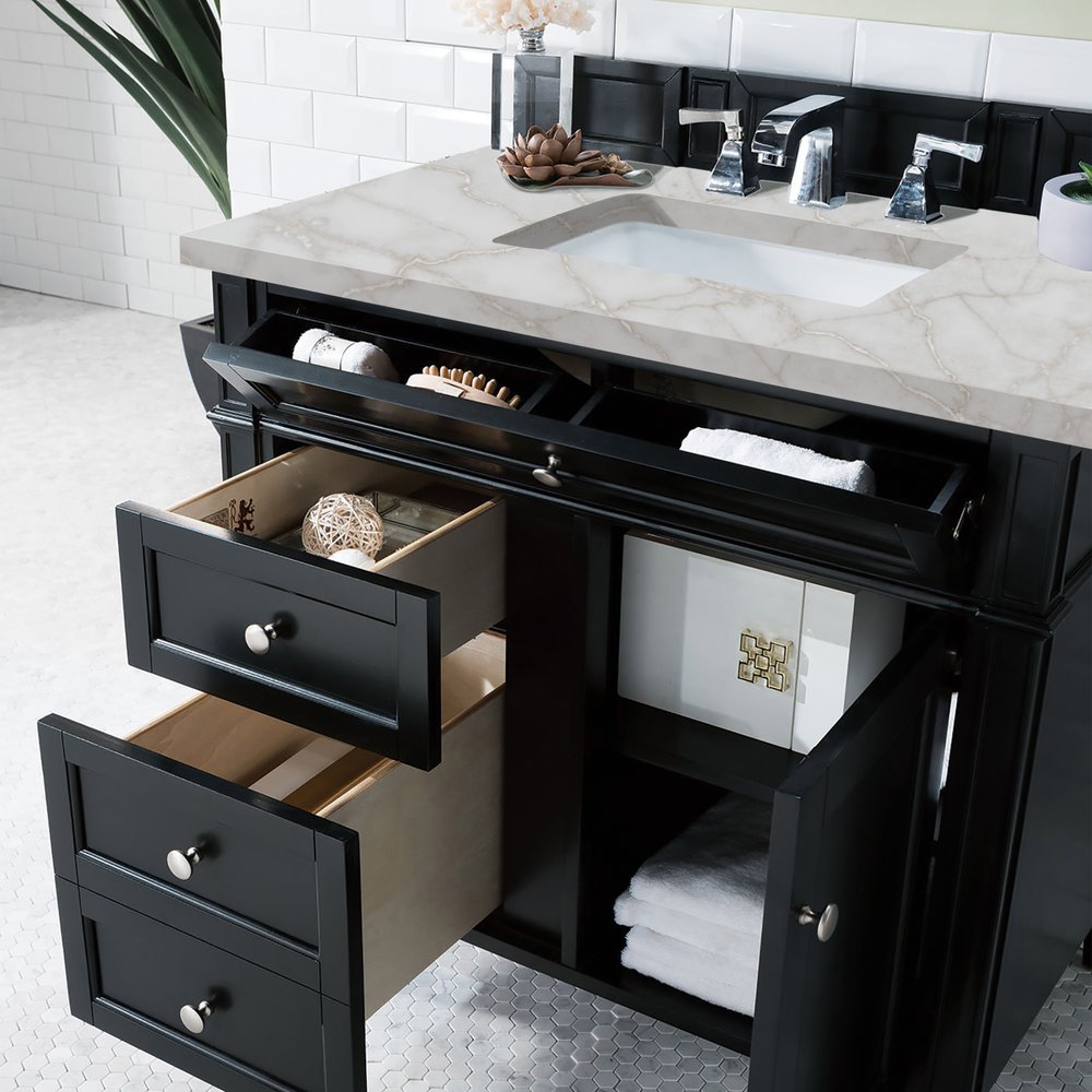 James Martin - Brittany 36" Single Vanity, Black Onyx w/ 3 CM Victorian Silver Silestone Top - 650-V36-BKO-3VSL view 4