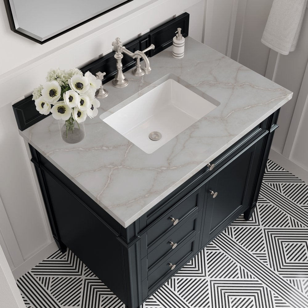 James Martin - Brittany 36" Single Vanity, Black Onyx w/ 3 CM Victorian Silver Silestone Top - 650-V36-BKO-3VSL view 5