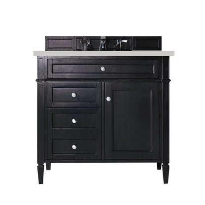 James Martin - Brittany 36" Single Vanity, Black Onyx w/ 3 CM White Zeus Silestone Top - 650-V36-BKO-3WZ view 1