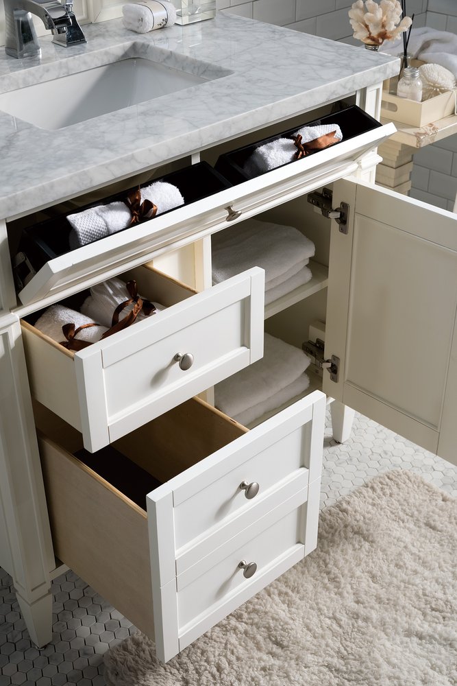 James Martin - Brittany 36" Single Vanity, Bright White w/ 3 CM Carrara Marble Top - 655-V36-BW-3CAR view 5