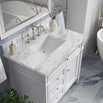 James Martin - Brittany 36" Single Vanity, Bright White w/ 3 CM Carrara Marble Top - 655-V36-BW-3CAR view 8
