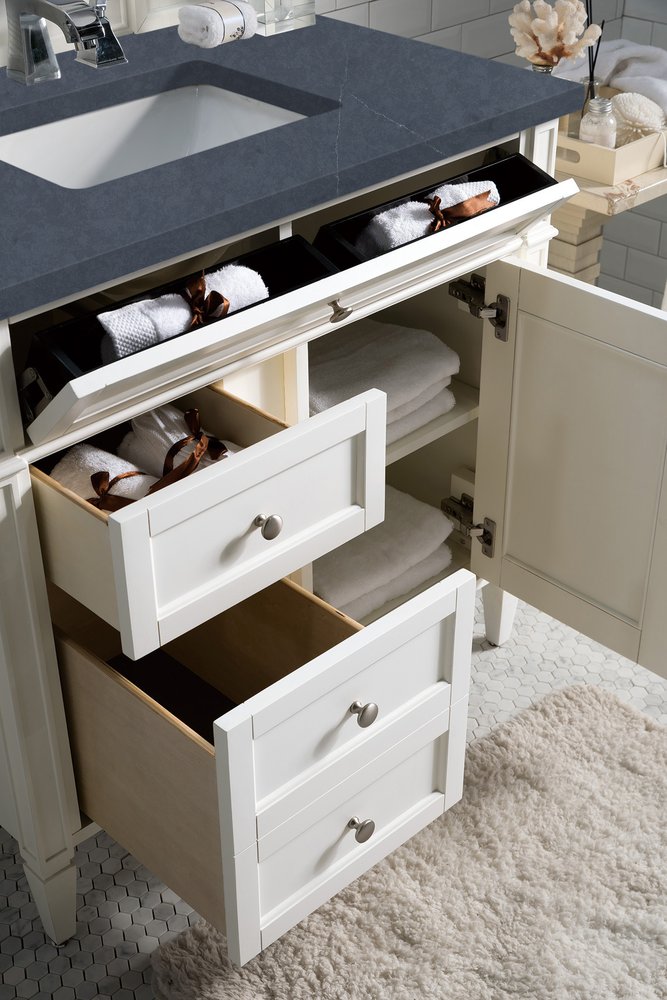 James Martin - Brittany 36" Single Vanity, Bright White w/ 3 CM Charcoal Soapstone Silestone Top - 655-V36-BW-3CSP view 5