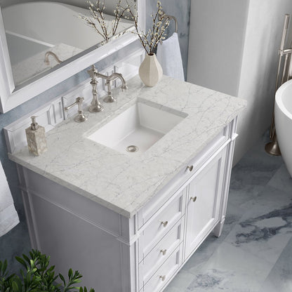 James Martin - Brittany 36" Single Vanity, Bright White w/ 3 CM Eternal Jasmine Pearl Silestone Top - 655-V36-BW-3EJP view 7
