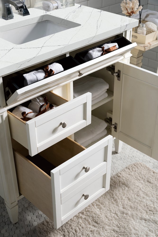 James Martin - Brittany 36" Single Vanity, Bright White w/ 3 CM Ethereal Noctis Silestone Top - 655-V36-BW-3ENC view 5