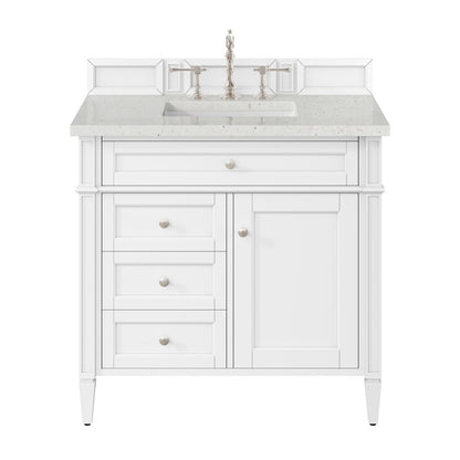 James Martin - Brittany 36" Single Vanity, Bright White w/ 3 CM Lime Delight Silestone Top - 655-V36-BW-3LDL view 1