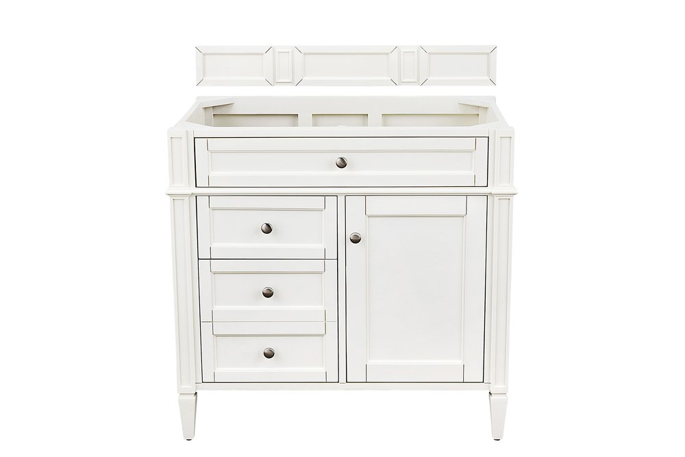 James Martin - Brittany 36" Single Vanity, Bright White w/ 3 CM Lime Delight Silestone Top - 655-V36-BW-3LDL view 2