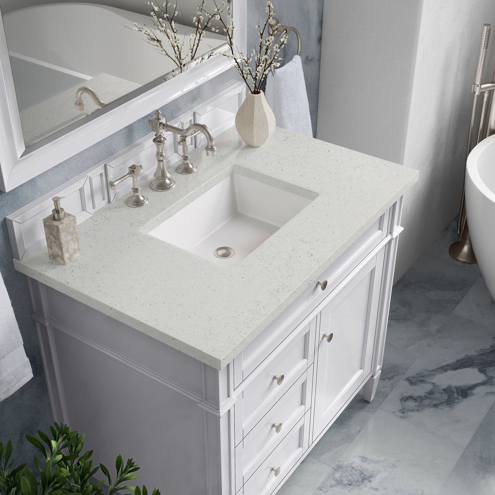 James Martin - Brittany 36" Single Vanity, Bright White w/ 3 CM Lime Delight Silestone Top - 655-V36-BW-3LDL view 7