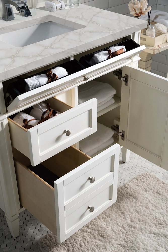 James Martin - Brittany 36" Single Vanity, Bright White w/ 3 CM Victorian Silver Silestone Top - 655-V36-BW-3VSL view 5
