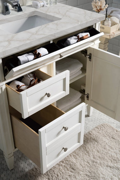 James Martin - Brittany 36" Single Vanity, Bright White w/ 3 CM Victorian Silver Silestone Top - 655-V36-BW-3VSL view 5
