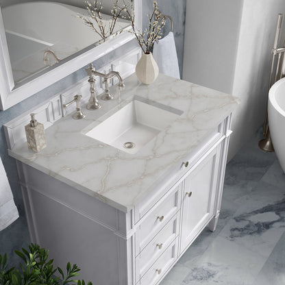 James Martin - Brittany 36" Single Vanity, Bright White w/ 3 CM Victorian Silver Silestone Top - 655-V36-BW-3VSL view 7
