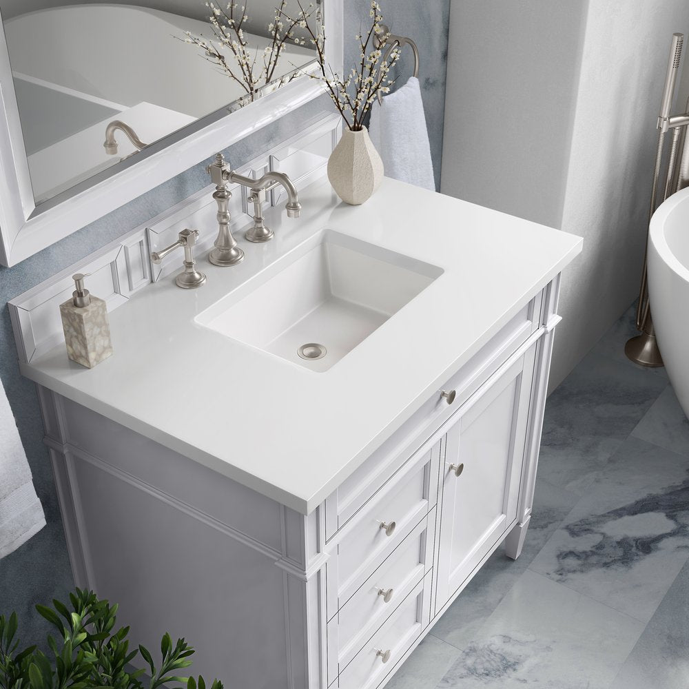 James Martin - Brittany 36" Single Vanity, Bright White w/ 3 CM White Zeus Silestone Top - 655-V36-BW-3WZ view 6