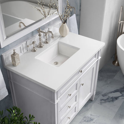 James Martin - Brittany 36" Single Vanity, Bright White w/ 3 CM White Zeus Silestone Top - 655-V36-BW-3WZ view 6